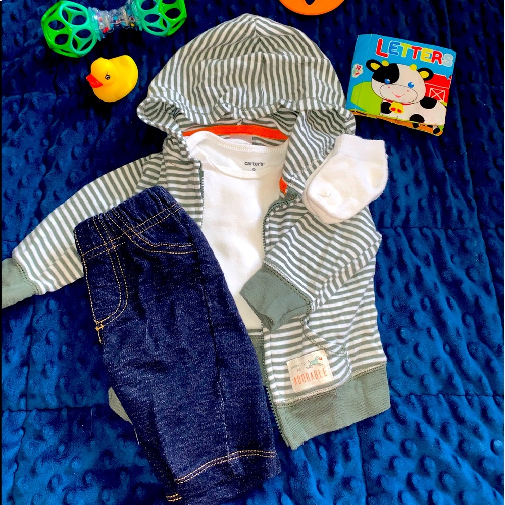 Carter’s stripe jacket outfit